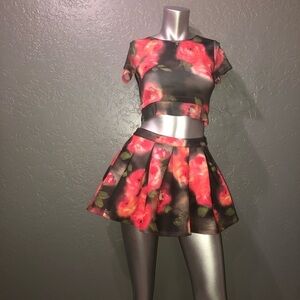 Elisa B (Y2K) floral crop top and flair skirt